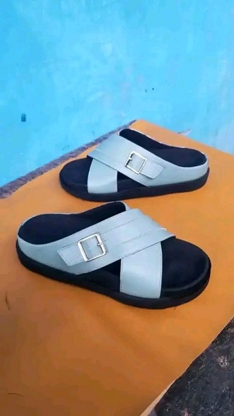 Executive Cross-Strap Leather Slippers