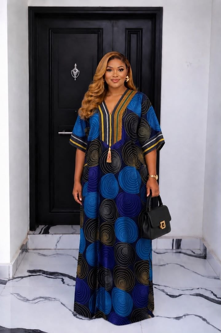 Elegant African Kaftan Maxi Dress